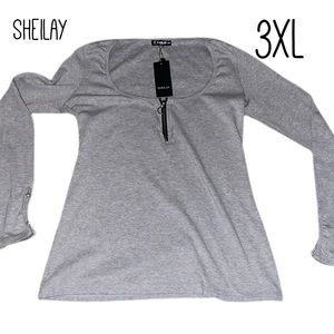 3x zip up long sleeve top